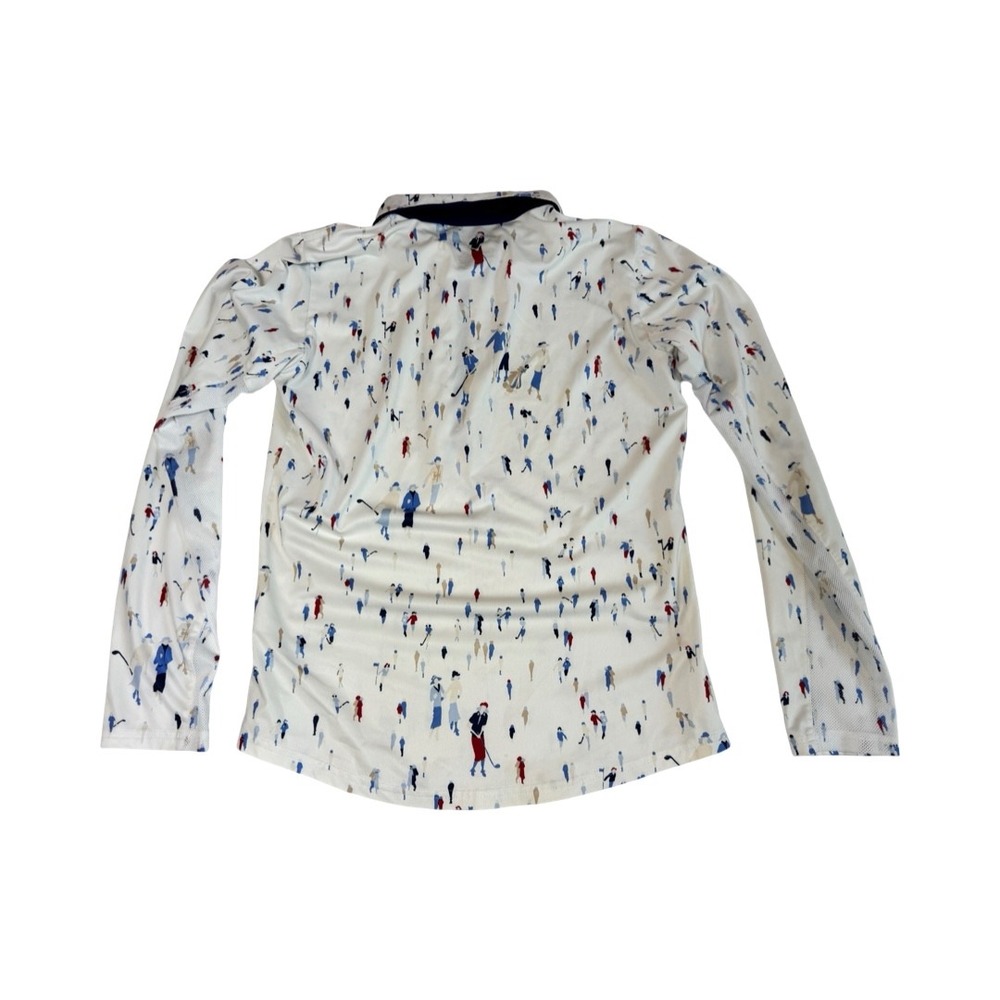 SanSoleil SolCool Womens Small Golf Top Quarter Zip Long Sleeve White Print S - Picture 7 of 7